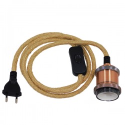 GLOBOSTAR® WHIP 91043 Μοντέρνο DIY Φωτιστικό με Υφασμάτινο Καλώδιο, Ντουί 1 x E27, Διακόπτη On/Off & Πρίζα AC 220-240V IP20 - Μπεζ & Χάλκινο - Μ150 x Π4 x Υ4cm GLOBOSTAR® WHIP 91043 Μοντέρνο DIY Φωτιστικό με Υφασμάτινο Καλώδιο, Ντουί 1 x E27, Διακόπτη On/Off & Πρίζα AC 220-240V IP20 - Μπεζ & Χάλκινο - Μ150 x Π4 x Υ4cm