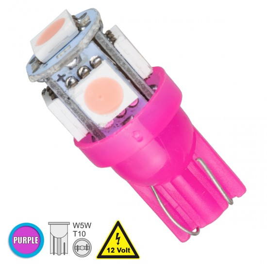 GloboStar® T10 W5W 81055 Λάμπα Αυτοκινήτου LED 5xSMD5050 1.3W 80lm 360° DC 12-16V IP20 Φ1.2 x Υ2.7cm Ροζ GloboStar® T10 W5W 81055 Λάμπα Αυτοκινήτου LED 5xSMD5050 1.3W 80lm 360° DC 12-16V IP20 Φ1.2 x Υ2.7cm Ροζ