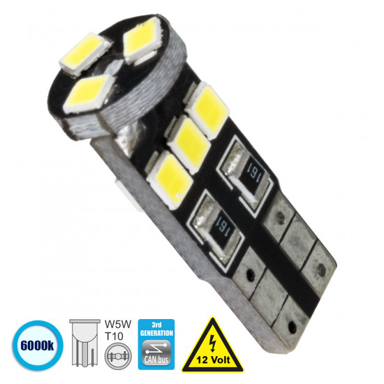 GloboStar® T10 W5W 81113 Λάμπα Αυτοκίνητου 3rd Generation Can-Bus Series LED 9 SMD 1210 2.8W 420lm 360° DC 12V IP20 Ψυχρό Λευκό 6000K GloboStar® T10 W5W 81113 Λάμπα Αυτοκίνητου 3rd Generation Can-Bus Series LED 9 SMD 1210 2.8W 420lm 360° DC 12V IP20 Ψυχρό Λευκό 6000K