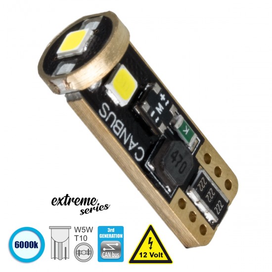GloboStar® T10 W5W 81115 Λάμπα Αυτοκίνητου 3rd Generation Can-Bus Extreme Series LED 3 SMD 3030 3W 423lm 360° DC 12V IP20 Ψυχρό Λευκό 6000K GloboStar® T10 W5W 81115 Λάμπα Αυτοκίνητου 3rd Generation Can-Bus Extreme Series LED 3 SMD 3030 3W 423lm 360° DC 12V IP20 Ψυχρό Λευκό 6000K