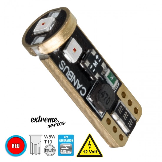 GloboStar® T10 W5W 81116 Λάμπα Αυτοκίνητου 3rd Generation Can-Bus Extreme Series LED 3 SMD 3030 3W 360lm 360° DC 12V IP20 Κόκκινο GloboStar® T10 W5W 81116 Λάμπα Αυτοκίνητου 3rd Generation Can-Bus Extreme Series LED 3 SMD 3030 3W 360lm 360° DC 12V IP20 Κόκκινο