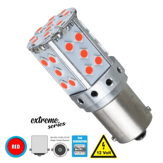 GloboStar® 1156 - BA15S - P21W 81240 Λάμπα Αυτοκίνητου 2nd Generation Can-Bus Extreme Series LED 35 SMD 3030 17W 2040lm 360° DC 12V IP20 Κόκκινο GloboStar® 1156 - BA15S - P21W 81240 Λάμπα Αυτοκίνητου 2nd Generation Can-Bus Extreme Series LED 35 SMD 3030 17W 2040lm 360° DC 12V IP20 Κόκκινο