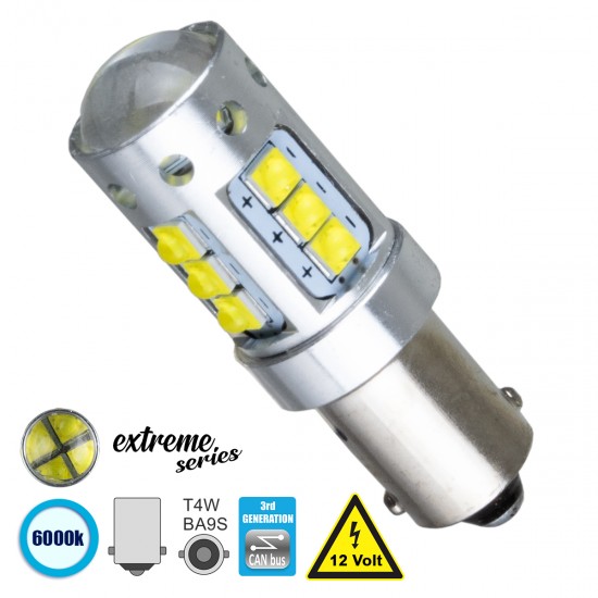 GloboStar® BA9S - T4W 81295 Λάμπα Αυτοκινήτου 3rd Generation Can-Bus Extreme Series LED 16 CREE XBD 15W 2115lm 360° DC 12V IP20 Ψυχρό Λευκό 6000K GloboStar® BA9S - T4W 81295 Λάμπα Αυτοκινήτου 3rd Generation Can-Bus Extreme Series LED 16 CREE XBD 15W 2115lm 360° DC 12V IP20 Ψυχρό Λευκό 6000K