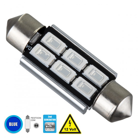GloboStar® C5W 81317 Λάμπα Αυτοκίνητου 39mm FESTOON 2nd Generation Can-Bus Series LED 6 SMD 5630 4W 480lm 120° DC 12V IP20 Μπλε GloboStar® C5W 81317 Λάμπα Αυτοκίνητου 39mm FESTOON 2nd Generation Can-Bus Series LED 6 SMD 5630 4W 480lm 120° DC 12V IP20 Μπλε