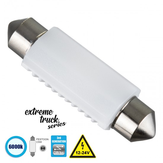 GloboStar® C5W 81335 Λάμπα Αυτοκινήτου & Φορτηγού 42mm FESTOON 3rd Generation Can-Bus Extreme Truck Series LED 2 SMD 3030 3W 450lm 120° DC 12-24V IP20 Ψυχρό Λευκό 6000K GloboStar® C5W 81335 Λάμπα Αυτοκινήτου & Φορτηγού 42mm FESTOON 3rd Generation Can-Bus Extreme Truck Series LED 2 SMD 3030 3W 450lm 120° DC 12-24V IP20 Ψυχρό Λευκό 6000K