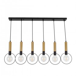 GLOBOSTAR® OLVERO 00776 Μοντέρνο Κρεμαστό Φωτιστικό Οροφής με Ντουί 6 x E27 AC 220-240V IP20 - Μαύρο & Χρυσό - Μ110 x Π18 x Y130cm GLOBOSTAR® OLVERO 00776 Μοντέρνο Κρεμαστό Φωτιστικό Οροφής με Ντουί 6 x E27 AC 220-240V IP20 - Μαύρο & Χρυσό - Μ110 x Π18 x Y130cm