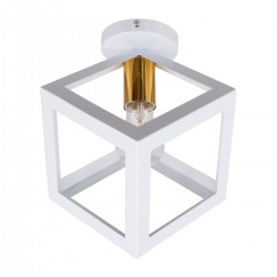 GLOBOSTAR® CUBE 00800 Μοντέρνο Φωτιστικό Οροφής με Ντουί 1 x E27 AC 220-240V IP20 - Λευκό & Χρυσό - Μ25 x Π25 x Υ25cm GLOBOSTAR® CUBE 00800 Μοντέρνο Φωτιστικό Οροφής με Ντουί 1 x E27 AC 220-240V IP20 - Λευκό & Χρυσό - Μ25 x Π25 x Υ25cm