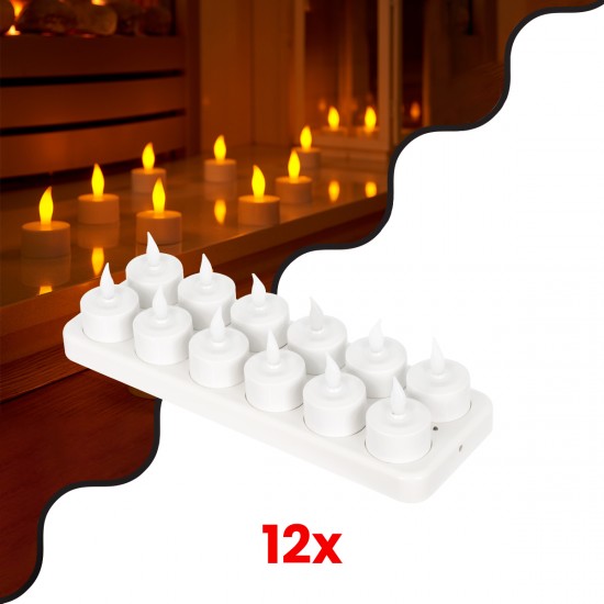 GloboStar® 79565 ΣΕΤ 12 Διακοσμητικών Realistic Κεριών με LED Εφέ Κινούμενης Φλόγας - με Ενσωματωμένη Μπαταρία - Επαναφορτιζόμενα & Βάση Φόρτισης Θερμό Λευκό 2700K GloboStar® 79565 ΣΕΤ 12 Διακοσμητικών Realistic Κεριών με LED Εφέ Κινούμενης Φλόγας - με Ενσωματωμένη Μπαταρία - Επαναφορτιζόμενα & Βάση Φόρτισης Θερμό Λευκό 2700K