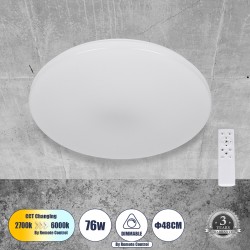 GLOBOSTAR® AVA 61017 Μοντέρνο Φωτιστικό Οροφής LED 76W 8372lm 120° AC 220-240V IP20 Ρυθμιζόμενο Λευκό CCT με Χειριστήριο από 2700K έως 6000K Dimmable - Lumileds SMD Chip - Λευκό Ματ - Μ48 x Π48 x Υ6.5cm - 3 Χρόνια Εγγύηση GLOBOSTAR® AVA 61017 Μοντέρνο Φωτιστικό Οροφής LED 76W 8372lm 120° AC 220-240V IP20 Ρυθμιζόμενο Λευκό CCT με Χειριστήριο από 2700K έως 6000K Dimmable - Lumileds SMD Chip - Λευκό Ματ - Μ48 x Π48 x Υ6.5cm - 3 Χρόνια Εγγύηση