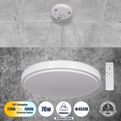 GLOBOSTAR® CASPER 61018 Μοντέρνο Κρεμαστό Φωτιστικό Οροφής LED 76W 8372lm 120° AC 220-240V IP20 Ρυθμιζόμενο Λευκό CCT με Χειριστήριο από 2700K έως 6000K Dimmable - Lumileds SMD Chip - Λευκό Ματ - Μ45 x Π45 x Υ5.5cm - 3 Χρόνια Εγγύηση GLOBOSTAR® CASPER 61018 Μοντέρνο Κρεμαστό Φωτιστικό Οροφής LED 76W 8372lm 120° AC 220-240V IP20 Ρυθμιζόμενο Λευκό CCT με Χειριστήριο από 2700K έως 6000K Dimmable - Lumileds SMD Chip - Λευκό Ματ - Μ45 x Π45 x Υ5.5cm - 3 Χρόνια Εγγύηση
