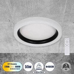 GLOBOSTAR® ARIANA 61034 Μοντέρνο Φωτιστικό Οροφής LED 55W 6376lm 120° AC 220-240V IP20 Ρυθμιζόμενο Λευκό CCT με Χειριστήριο από 2700K έως 6000K Dimmable - Lumileds SMD Chip - Λευκό Ματ & Μαύρο Ματ - Μ48 x Π48 x Υ9cm - 3 Χρόνια Εγγύηση GLOBOSTAR® ARIANA 61034 Μοντέρνο Φωτιστικό Οροφής LED 55W 6376lm 120° AC 220-240V IP20 Ρυθμιζόμενο Λευκό CCT με Χειριστήριο από 2700K έως 6000K Dimmable - Lumileds SMD Chip - Λευκό Ματ & Μαύρο Ματ - Μ48 x Π48 x Υ9cm - 3 Χρόνια Εγγύηση