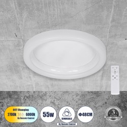 GLOBOSTAR® ARIANA 61035 Μοντέρνο Φωτιστικό Οροφής LED 55W 6376lm 120° AC 220-240V IP20 Ρυθμιζόμενο Λευκό CCT με Χειριστήριο από 2700K έως 6000K Dimmable - Lumileds SMD Chip - Λευκό Ματ - Μ48 x Π48 x Υ9cm - 3 Χρόνια Εγγύηση GLOBOSTAR® ARIANA 61035 Μοντέρνο Φωτιστικό Οροφής LED 55W 6376lm 120° AC 220-240V IP20 Ρυθμιζόμενο Λευκό CCT με Χειριστήριο από 2700K έως 6000K Dimmable - Lumileds SMD Chip - Λευκό Ματ - Μ48 x Π48 x Υ9cm - 3 Χρόνια Εγγύηση