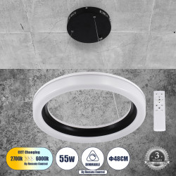 GLOBOSTAR® ARIANA 61037 Μοντέρνο Κρεμαστό Φωτιστικό Οροφής LED 55W 6376lm 120° AC 220-240V IP20 Ρυθμιζόμενο Λευκό CCT με Χειριστήριο από 2700K έως 6000K Dimmable - Lumileds SMD Chip - Μαυρό Ματ - Μ48 x Π48 x Υ6.5cm - 3 Χρόνια Εγγύηση GLOBOSTAR® ARIANA 61037 Μοντέρνο Κρεμαστό Φωτιστικό Οροφής LED 55W 6376lm 120° AC 220-240V IP20 Ρυθμιζόμενο Λευκό CCT με Χειριστήριο από 2700K έως 6000K Dimmable - Lumileds SMD Chip - Μαυρό Ματ - Μ48 x Π48 x Υ6.5cm - 3 Χρόνια Εγγύηση
