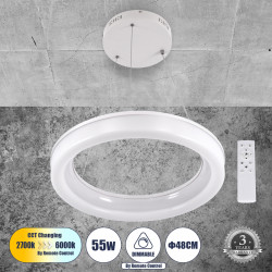 GLOBOSTAR® ARIANA 61038 Μοντέρνο Κρεμαστό Φωτιστικό Οροφής LED 55W 6376lm 120° AC 220-240V IP20 Ρυθμιζόμενο Λευκό CCT με Χειριστήριο από 2700K έως 6000K Dimmable - Lumileds SMD Chip - Λευκό Ματ - Μ48 x Π48 x Υ6.5cm - 3 Χρόνια Εγγύηση GLOBOSTAR® ARIANA 61038 Μοντέρνο Κρεμαστό Φωτιστικό Οροφής LED 55W 6376lm 120° AC 220-240V IP20 Ρυθμιζόμενο Λευκό CCT με Χειριστήριο από 2700K έως 6000K Dimmable - Lumileds SMD Chip - Λευκό Ματ - Μ48 x Π48 x Υ6.5cm - 3 Χρόνια Εγγύηση