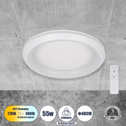 GLOBOSTAR® MELINA 61041 Μοντέρνο Φωτιστικό Οροφής LED 55W 6376lm 120° AC 220-240V IP20 Ρυθμιζόμενο Λευκό CCT με Χειριστήριο από 2700K έως 6000K Dimmable - Lumileds SMD Chip - Λευκό Ματ - Μ48 x Π48 x Υ9cm - 3 Χρόνια Εγγύηση GLOBOSTAR® MELINA 61041 Μοντέρνο Φωτιστικό Οροφής LED 55W 6376lm 120° AC 220-240V IP20 Ρυθμιζόμενο Λευκό CCT με Χειριστήριο από 2700K έως 6000K Dimmable - Lumileds SMD Chip - Λευκό Ματ - Μ48 x Π48 x Υ9cm - 3 Χρόνια Εγγύηση