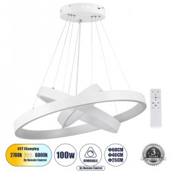 GLOBOSTAR® NEMESIS TRIO 61168-DECO Μοντέρνο Κρεμαστό Φωτιστικό Οροφής LED 100W 12123lm 360° AC 220-240V IP20 Ρυθμιζόμενο Λευκό CCT με Χειριστήριο από 2700K έως 6000K Dimmable - Lumileds SMD Chip - Λευκό Ματ - Μ60 x Π60 x Υ60cm - 3 Χρόνια Εγγύηση GLOBOSTAR® NEMESIS TRIO 61168-DECO Μοντέρνο Κρεμαστό Φωτιστικό Οροφής LED 100W 12123lm 360° AC 220-240V IP20 Ρυθμιζόμενο Λευκό CCT με Χειριστήριο από 2700K έως 6000K Dimmable - Lumileds SMD Chip - Λευκό Ματ - Μ60 x Π60 x Υ60cm - 3 Χρόνια Εγγύηση