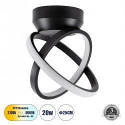 GLOBOSTAR® AMELIA 61052 Μοντέρνο Φωτιστικό Οροφής LED 20W 2400lm 300° AC 220-240V IP20 Ρυθμιζόμενο Λευκό CCT με On/Off 2700K/4500K/6000K - Lumileds SMD Chip - Μαύρο Ματ - Μ24.5 x Π16 x Υ25cm - 3 Χρόνια Εγγύηση GLOBOSTAR® AMELIA 61052 Μοντέρνο Φωτιστικό Οροφής LED 20W 2400lm 300° AC 220-240V IP20 Ρυθμιζόμενο Λευκό CCT με On/Off 2700K/4500K/6000K - Lumileds SMD Chip - Μαύρο Ματ - Μ24.5 x Π16 x Υ25cm - 3 Χρόνια Εγγύηση
