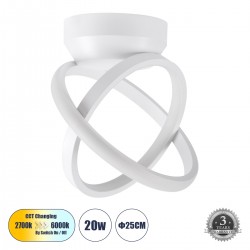 GLOBOSTAR® AMELIA 61053 Μοντέρνο Φωτιστικό Οροφής LED 20W 2400lm 300° AC 220-240V IP20 Ρυθμιζόμενο Λευκό CCT με On/Off 2700K/4500K/6000K - Lumileds SMD Chip - Λευκό Ματ - Μ24.5 x Π16 x Υ25cm - 3 Χρόνια Εγγύηση GLOBOSTAR® AMELIA 61053 Μοντέρνο Φωτιστικό Οροφής LED 20W 2400lm 300° AC 220-240V IP20 Ρυθμιζόμενο Λευκό CCT με On/Off 2700K/4500K/6000K - Lumileds SMD Chip - Λευκό Ματ - Μ24.5 x Π16 x Υ25cm - 3 Χρόνια Εγγύηση