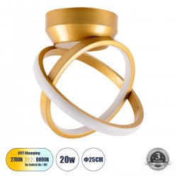 GLOBOSTAR® AMELIA 61054 Μοντέρνο Φωτιστικό Οροφής LED 20W 2400lm 300° AC 220-240V IP20 Ρυθμιζόμενο Λευκό CCT με On/Off 2700K/4500K/6000K - Lumileds SMD Chip - Χρυσό Βούρτσας - Μ24.5 x Π16 x Υ25cm - 3 Χρόνια Εγγύηση GLOBOSTAR® AMELIA 61054 Μοντέρνο Φωτιστικό Οροφής LED 20W 2400lm 300° AC 220-240V IP20 Ρυθμιζόμενο Λευκό CCT με On/Off 2700K/4500K/6000K - Lumileds SMD Chip - Χρυσό Βούρτσας - Μ24.5 x Π16 x Υ25cm - 3 Χρόνια Εγγύηση