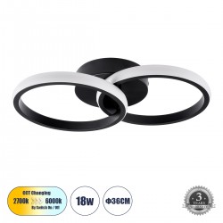 GLOBOSTAR® CORA 61058 Μοντέρνο Φωτιστικό Οροφής LED 18W 2160lm 300° AC 220-240V IP20 Ρυθμιζόμενο Λευκό CCT με On/Off 2700K/4500K/6000K - Lumileds SMD Chip - Μαύρο Ματ - Μ36 x Π20.5 x Υ7cm - 3 Χρόνια Εγγύηση GLOBOSTAR® CORA 61058 Μοντέρνο Φωτιστικό Οροφής LED 18W 2160lm 300° AC 220-240V IP20 Ρυθμιζόμενο Λευκό CCT με On/Off 2700K/4500K/6000K - Lumileds SMD Chip - Μαύρο Ματ - Μ36 x Π20.5 x Υ7cm - 3 Χρόνια Εγγύηση