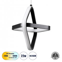 GLOBOSTAR® ROSE 61064 Μοντέρνο Κρεμαστό Φωτιστικό Οροφής LED 22W 2640lm 300° AC 220-240V IP20 Ρυθμιζόμενο Λευκό CCT με On/Off 2700K/4500K/6000K - Lumileds SMD Chip - Μαύρο Ματ - Μ24 x Π22 x Υ24cm - 3 Χρόνια Εγγύηση GLOBOSTAR® ROSE 61064 Μοντέρνο Κρεμαστό Φωτιστικό Οροφής LED 22W 2640lm 300° AC 220-240V IP20 Ρυθμιζόμενο Λευκό CCT με On/Off 2700K/4500K/6000K - Lumileds SMD Chip - Μαύρο Ματ - Μ24 x Π22 x Υ24cm - 3 Χρόνια Εγγύηση