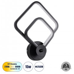GLOBOSTAR® ANNA 61085 Μοντέρνο Φωτιστικό Τοίχου - Απλίκα LED 15W 1800lm 300° AC 220-240V IP20 Ρυθμιζόμενο Λευκό CCT με On/Off 2700K/4500K/6000K - Lumileds SMD Chip - Μαύρο Ματ - Μ25 x Π8 x Υ30cm - 3 Χρόνια Εγγύηση GLOBOSTAR® ANNA 61085 Μοντέρνο Φωτιστικό Τοίχου - Απλίκα LED 15W 1800lm 300° AC 220-240V IP20 Ρυθμιζόμενο Λευκό CCT με On/Off 2700K/4500K/6000K - Lumileds SMD Chip - Μαύρο Ματ - Μ25 x Π8 x Υ30cm - 3 Χρόνια Εγγύηση