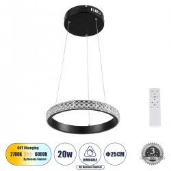 GLOBOSTAR® DIAMOND 61126 Μοντέρνο Κρεμαστό Φωτιστικό Οροφής LED 20W 2356lm 360° AC 220-240V IP20 Ρυθμιζόμενο Λευκό CCT με Χειριστήριο από 2700K έως 6000K Dimmable - Lumileds SMD Chip - Μαύρο Ματ - Μ25 x Π25 x Υ3cm - 3 Χρόνια Εγγύηση GLOBOSTAR® DIAMOND 61126 Μοντέρνο Κρεμαστό Φωτιστικό Οροφής LED 20W 2356lm 360° AC 220-240V IP20 Ρυθμιζόμενο Λευκό CCT με Χειριστήριο από 2700K έως 6000K Dimmable - Lumileds SMD Chip - Μαύρο Ματ - Μ25 x Π25 x Υ3cm - 3 Χρόνια Εγγύηση