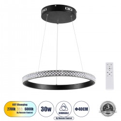 GLOBOSTAR® DIAMOND 61128 Μοντέρνο Κρεμαστό Φωτιστικό Οροφής LED 30W 3513lm 360° AC 220-240V IP20 Ρυθμιζόμενο Λευκό CCT με Χειριστήριο από 2700K έως 6000K Dimmable - Lumileds SMD Chip - Μαύρο Ματ - Μ40 x Π40 x Υ3cm - 3 Χρόνια Εγγύηση GLOBOSTAR® DIAMOND 61128 Μοντέρνο Κρεμαστό Φωτιστικό Οροφής LED 30W 3513lm 360° AC 220-240V IP20 Ρυθμιζόμενο Λευκό CCT με Χειριστήριο από 2700K έως 6000K Dimmable - Lumileds SMD Chip - Μαύρο Ματ - Μ40 x Π40 x Υ3cm - 3 Χρόνια Εγγύηση
