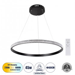 GLOBOSTAR® DIAMOND 61130 Μοντέρνο Κρεμαστό Φωτιστικό Οροφής LED 45W 5230lm 360° AC 220-240V IP20 Ρυθμιζόμενο Λευκό CCT με Χειριστήριο από 2700K έως 6000K Dimmable - Lumileds SMD Chip - Μαυρό Ματ - Μ60 x Π60 x Υ3cm - 3 Χρόνια Εγγύηση GLOBOSTAR® DIAMOND 61130 Μοντέρνο Κρεμαστό Φωτιστικό Οροφής LED 45W 5230lm 360° AC 220-240V IP20 Ρυθμιζόμενο Λευκό CCT με Χειριστήριο από 2700K έως 6000K Dimmable - Lumileds SMD Chip - Μαυρό Ματ - Μ60 x Π60 x Υ3cm - 3 Χρόνια Εγγύηση