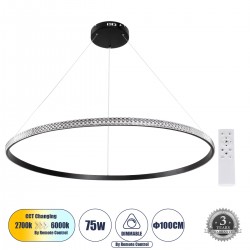GLOBOSTAR® DIAMOND 61134 Μοντέρνο Κρεμαστό Φωτιστικό Οροφής LED 75W 8743lm 360° AC 220-240V IP20 Ρυθμιζόμενο Λευκό CCT με Χειριστήριο από 2700K έως 6000K Dimmable - Lumileds SMD Chip - Μαύρο Ματ - Μ100 x Π100 x Υ3cm - 3 Χρόνια Εγγύηση GLOBOSTAR® DIAMOND 61134 Μοντέρνο Κρεμαστό Φωτιστικό Οροφής LED 75W 8743lm 360° AC 220-240V IP20 Ρυθμιζόμενο Λευκό CCT με Χειριστήριο από 2700K έως 6000K Dimmable - Lumileds SMD Chip - Μαύρο Ματ - Μ100 x Π100 x Υ3cm - 3 Χρόνια Εγγύηση