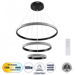GLOBOSTAR® DIAMOND TRIO 61136 Μοντέρνο Κρεμαστό Φωτιστικό Οροφής LED 100W 12123lm 360° AC 220-240V IP20 Ρυθμιζόμενο Λευκό CCT με Χειριστήριο από 2700K έως 6000K Dimmable - Lumileds SMD Chip - Μαυρό Ματ - Μ60 x Π60 x Υ60cm - 3 Χρόνια Εγγύηση GLOBOSTAR® DIAMOND TRIO 61136 Μοντέρνο Κρεμαστό Φωτιστικό Οροφής LED 100W 12123lm 360° AC 220-240V IP20 Ρυθμιζόμενο Λευκό CCT με Χειριστήριο από 2700K έως 6000K Dimmable - Lumileds SMD Chip - Μαυρό Ματ - Μ60 x Π60 x Υ60cm - 3 Χρόνια Εγγύηση