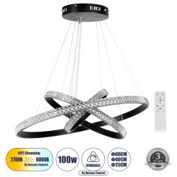 GLOBOSTAR® DIAMOND TRIO 61136-DECO Μοντέρνο Κρεμαστό Φωτιστικό Οροφής LED 100W 12123lm 360° AC 220-240V IP20 Ρυθμιζόμενο Λευκό CCT με Χειριστήριο από 2700K έως 6000K Dimmable - Lumileds SMD Chip - Μαύρο Ματ - Μ90 x Π90 x Υ90cm - 3 Χρόνια Εγγύηση GLOBOSTAR® DIAMOND TRIO 61136-DECO Μοντέρνο Κρεμαστό Φωτιστικό Οροφής LED 100W 12123lm 360° AC 220-240V IP20 Ρυθμιζόμενο Λευκό CCT με Χειριστήριο από 2700K έως 6000K Dimmable - Lumileds SMD Chip - Μαύρο Ματ - Μ90 x Π90 x Υ90cm - 3 Χρόνια Εγγύηση