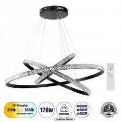 GLOBOSTAR® DIAMOND TRIO 61138-DECO Μοντέρνο Κρεμαστό Φωτιστικό Οροφής LED 120W 14723lm 360° AC 220-240V IP20 Ρυθμιζόμενο Λευκό CCT με Χειριστήριο από 2700K έως 6000K Dimmable - Lumileds SMD Chip - Μαύρο Ματ - Μ90 x Π90 x Υ90cm - 3 Χρόνια Εγγύηση GLOBOSTAR® DIAMOND TRIO 61138-DECO Μοντέρνο Κρεμαστό Φωτιστικό Οροφής LED 120W 14723lm 360° AC 220-240V IP20 Ρυθμιζόμενο Λευκό CCT με Χειριστήριο από 2700K έως 6000K Dimmable - Lumileds SMD Chip - Μαύρο Ματ - Μ90 x Π90 x Υ90cm - 3 Χρόνια Εγγύηση