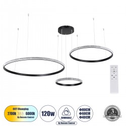 GLOBOSTAR® DIAMOND TRIO 61144 Μοντέρνο Κρεμαστό Φωτιστικό Οροφής LED 120W 14723lm 360° AC 220-240V IP20 Ρυθμιζόμενο Λευκό CCT με Χειριστήριο από 2700K έως 6000K Dimmable - Lumileds SMD Chip - Μαυρό Ματ - Μ150 x Π150 x Υ60cm - 3 Χρόνια Εγγύηση GLOBOSTAR® DIAMOND TRIO 61144 Μοντέρνο Κρεμαστό Φωτιστικό Οροφής LED 120W 14723lm 360° AC 220-240V IP20 Ρυθμιζόμενο Λευκό CCT με Χειριστήριο από 2700K έως 6000K Dimmable - Lumileds SMD Chip - Μαυρό Ματ - Μ150 x Π150 x Υ60cm - 3 Χρόνια Εγγύηση