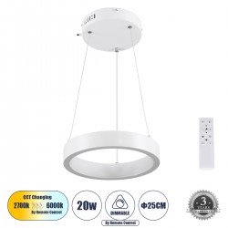 GLOBOSTAR® NEMESIS 61153 Μοντέρνο Κρεμαστό Φωτιστικό Οροφής LED 20W 2356lm 360° AC 220-240V IP20 Ρυθμιζόμενο Λευκό CCT με Χειριστήριο από 2700K έως 6000K Dimmable - Lumileds SMD Chip - Λευκό Ματ - Μ25 x Π25 x Υ4cm - 3 Χρόνια Εγγύηση GLOBOSTAR® NEMESIS 61153 Μοντέρνο Κρεμαστό Φωτιστικό Οροφής LED 20W 2356lm 360° AC 220-240V IP20 Ρυθμιζόμενο Λευκό CCT με Χειριστήριο από 2700K έως 6000K Dimmable - Lumileds SMD Chip - Λευκό Ματ - Μ25 x Π25 x Υ4cm - 3 Χρόνια Εγγύηση