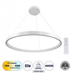 GLOBOSTAR® NEMESIS 61162 Μοντέρνο Κρεμαστό Φωτιστικό Οροφής LED 67W 7689lm 360° AC 220-240V IP20 Ρυθμιζόμενο Λευκό CCT με Χειριστήριο από 2700K έως 6000K Dimmable - Lumileds SMD Chip - Λευκό Ματ - Μ80 x Π80 x Υ4cm - 3 Χρόνια Εγγύηση GLOBOSTAR® NEMESIS 61162 Μοντέρνο Κρεμαστό Φωτιστικό Οροφής LED 67W 7689lm 360° AC 220-240V IP20 Ρυθμιζόμενο Λευκό CCT με Χειριστήριο από 2700K έως 6000K Dimmable - Lumileds SMD Chip - Λευκό Ματ - Μ80 x Π80 x Υ4cm - 3 Χρόνια Εγγύηση