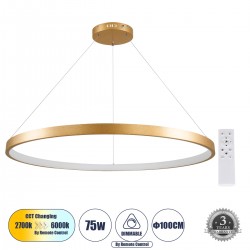 GLOBOSTAR® NEMESIS 61166 Μοντέρνο Κρεμαστό Φωτιστικό Οροφής LED 75W 8743lm 360° AC 220-240V IP20 Ρυθμιζόμενο Λευκό CCT με Χειριστήριο από 2700K έως 6000K Dimmable - Lumileds SMD Chip - Χρυσό Βούρτσας - Μ100 x Π100 x Υ4cm - 3 Χρόνια Εγγύηση GLOBOSTAR® NEMESIS 61166 Μοντέρνο Κρεμαστό Φωτιστικό Οροφής LED 75W 8743lm 360° AC 220-240V IP20 Ρυθμιζόμενο Λευκό CCT με Χειριστήριο από 2700K έως 6000K Dimmable - Lumileds SMD Chip - Χρυσό Βούρτσας - Μ100 x Π100 x Υ4cm - 3 Χρόνια Εγγύηση