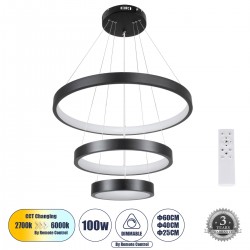 GLOBOSTAR® NEMESIS TRIO 61167 Μοντέρνο Κρεμαστό Φωτιστικό Οροφής LED 100W 12123lm 360° AC 220-240V IP20 Ρυθμιζόμενο Λευκό CCT με Χειριστήριο από 2700K έως 6000K Dimmable - Lumileds SMD Chip - Μαύρο Ματ - Μ60 x Π60 x Υ60cm - 3 Χρόνια Εγγύηση GLOBOSTAR® NEMESIS TRIO 61167 Μοντέρνο Κρεμαστό Φωτιστικό Οροφής LED 100W 12123lm 360° AC 220-240V IP20 Ρυθμιζόμενο Λευκό CCT με Χειριστήριο από 2700K έως 6000K Dimmable - Lumileds SMD Chip - Μαύρο Ματ - Μ60 x Π60 x Υ60cm - 3 Χρόνια Εγγύηση