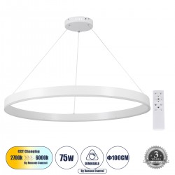 GLOBOSTAR® VENOM 61183 Μοντέρνο Κρεμαστό Φωτιστικό Οροφής LED 75W 8818lm 120° AC 220-240V IP20 Ρυθμιζόμενο Λευκό CCT με Χειριστήριο από 2700K έως 6000K Dimmable - Lumileds SMD Chip - Λευκό Ματ - Μ100 x Π100 x Υ6.5cm - 3 Χρόνια Εγγύηση GLOBOSTAR® VENOM 61183 Μοντέρνο Κρεμαστό Φωτιστικό Οροφής LED 75W 8818lm 120° AC 220-240V IP20 Ρυθμιζόμενο Λευκό CCT με Χειριστήριο από 2700K έως 6000K Dimmable - Lumileds SMD Chip - Λευκό Ματ - Μ100 x Π100 x Υ6.5cm - 3 Χρόνια Εγγύηση