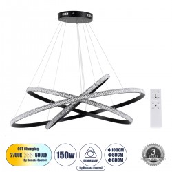 GLOBOSTAR® DIAMOND TRIO 61140-DECO Μοντέρνο Κρεμαστό Φωτιστικό Οροφής LED 150W 18379lm 360° AC 220-240V IP20 Ρυθμιζόμενο Λευκό CCT με Χειριστήριο από 2700K έως 6000K Dimmable - Lumileds SMD Chip - Μαύρο Ματ - Μ100 x Π100 x Υ100cm - 3 Χρόνια Εγγύηση GLOBOSTAR® DIAMOND TRIO 61140-DECO Μοντέρνο Κρεμαστό Φωτιστικό Οροφής LED 150W 18379lm 360° AC 220-240V IP20 Ρυθμιζόμενο Λευκό CCT με Χειριστήριο από 2700K έως 6000K Dimmable - Lumileds SMD Chip - Μαύρο Ματ - Μ100 x Π100 x Υ100cm - 3 Χρόνια Εγγύηση