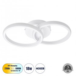 GLOBOSTAR® CORA 61059 Μοντέρνο Φωτιστικό Οροφής LED 18W 2160lm 300° AC 220-240V IP20 Ρυθμιζόμενο Λευκό CCT με On/Off 2700K/4500K/6000K - Lumileds SMD Chip - Λευκό Ματ - Μ36 x Π20.5 x Υ7cm - 3 Χρόνια Εγγύηση GLOBOSTAR® CORA 61059 Μοντέρνο Φωτιστικό Οροφής LED 18W 2160lm 300° AC 220-240V IP20 Ρυθμιζόμενο Λευκό CCT με On/Off 2700K/4500K/6000K - Lumileds SMD Chip - Λευκό Ματ - Μ36 x Π20.5 x Υ7cm - 3 Χρόνια Εγγύηση