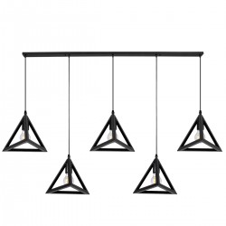 GLOBOSTAR® TRIANGLE 00608 Μοντέρνο Κρεμαστό Φωτιστικό Οροφής με Ντουί 5 x E27 AC 220-240V IP20 - Μαύρο - Μ170 x Π22 x Y130cm GLOBOSTAR® TRIANGLE 00608 Μοντέρνο Κρεμαστό Φωτιστικό Οροφής με Ντουί 5 x E27 AC 220-240V IP20 - Μαύρο - Μ170 x Π22 x Y130cm