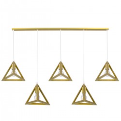 GLOBOSTAR® TRIANGLE 00610 Μοντέρνο Κρεμαστό Φωτιστικό Οροφής με Ντουί 5 x E27 AC 220-240V IP20 - Χρυσό - Μ170 x Π22 x Y130cm GLOBOSTAR® TRIANGLE 00610 Μοντέρνο Κρεμαστό Φωτιστικό Οροφής με Ντουί 5 x E27 AC 220-240V IP20 - Χρυσό - Μ170 x Π22 x Y130cm