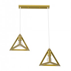 GLOBOSTAR® TRIANGLE 00615 Μοντέρνο Κρεμαστό Φωτιστικό Οροφής με Ντουί 2 x E27 AC 220-240V IP20 - Χρυσό - Μ60 x Π22 x Y130cm GLOBOSTAR® TRIANGLE 00615 Μοντέρνο Κρεμαστό Φωτιστικό Οροφής με Ντουί 2 x E27 AC 220-240V IP20 - Χρυσό - Μ60 x Π22 x Y130cm