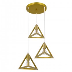 GLOBOSTAR® TRIANGLE 00620 Μοντέρνο Κρεμαστό Φωτιστικό Οροφής με Ντουί 3 x E27 AC 220-240V IP20 - Χρυσό - Μ49 x Π49 x Y130cm GLOBOSTAR® TRIANGLE 00620 Μοντέρνο Κρεμαστό Φωτιστικό Οροφής με Ντουί 3 x E27 AC 220-240V IP20 - Χρυσό - Μ49 x Π49 x Y130cm