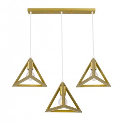 GLOBOSTAR® TRIANGLE 00625 Μοντέρνο Κρεμαστό Φωτιστικό Οροφής με Ντουί 3 x E27 AC 220-240V IP20 - Χρυσό - Μ70 x Π22 x Y130cm GLOBOSTAR® TRIANGLE 00625 Μοντέρνο Κρεμαστό Φωτιστικό Οροφής με Ντουί 3 x E27 AC 220-240V IP20 - Χρυσό - Μ70 x Π22 x Y130cm