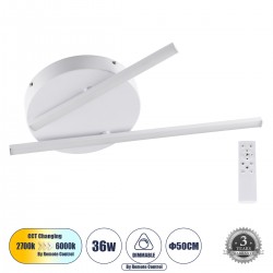 GLOBOSTAR® DRACO 61092 Μοντέρνο Φωτιστικό Οροφής LED 36W 4428lm 120° AC 220-240V IP20 Ρυθμιζόμενο Λευκό CCT με Χειριστήριο από 2700K έως 6000K Dimmable - Lumileds SMD Chip - Λευκό Ματ - Μ50 x Π50 x Υ6cm - 3 Χρόνια Εγγύηση GLOBOSTAR® DRACO 61092 Μοντέρνο Φωτιστικό Οροφής LED 36W 4428lm 120° AC 220-240V IP20 Ρυθμιζόμενο Λευκό CCT με Χειριστήριο από 2700K έως 6000K Dimmable - Lumileds SMD Chip - Λευκό Ματ - Μ50 x Π50 x Υ6cm - 3 Χρόνια Εγγύηση