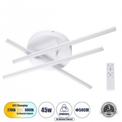 GLOBOSTAR® DRACO 61094 Μοντέρνο Φωτιστικό Οροφής LED 45W 5535lm 120° AC 220-240V IP20 Ρυθμιζόμενο Λευκό CCT με Χειριστήριο από 2700K έως 6000K Dimmable - Lumileds SMD Chip - Λευκό Ματ - Μ50 x Π50 x Υ11cm - 3 Χρόνια Εγγύηση GLOBOSTAR® DRACO 61094 Μοντέρνο Φωτιστικό Οροφής LED 45W 5535lm 120° AC 220-240V IP20 Ρυθμιζόμενο Λευκό CCT με Χειριστήριο από 2700K έως 6000K Dimmable - Lumileds SMD Chip - Λευκό Ματ - Μ50 x Π50 x Υ11cm - 3 Χρόνια Εγγύηση