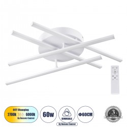 GLOBOSTAR® DRACO 61096 Μοντέρνο Φωτιστικό Οροφής LED 60W 7380lm 120° AC 220-240V IP20 Ρυθμιζόμενο Λευκό CCT με Χειριστήριο από 2700K έως 6000K Dimmable - Lumileds SMD Chip - Λευκό Ματ - Μ60 x Π60 x Υ11cm - 3 Χρόνια Εγγύηση GLOBOSTAR® DRACO 61096 Μοντέρνο Φωτιστικό Οροφής LED 60W 7380lm 120° AC 220-240V IP20 Ρυθμιζόμενο Λευκό CCT με Χειριστήριο από 2700K έως 6000K Dimmable - Lumileds SMD Chip - Λευκό Ματ - Μ60 x Π60 x Υ11cm - 3 Χρόνια Εγγύηση