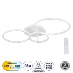 GLOBOSTAR® NEMESIS 61109 Μοντέρνο Φωτιστικό Οροφής LED 98W 11858lm 360° AC 220-240V IP20 Ρυθμιζόμενο Λευκό CCT με Χειριστήριο από 2700K έως 6000K Dimmable - Lumileds SMD Chip - Λευκό Ματ - Μ89 x Π60 x Υ19cm - 3 Χρόνια Εγγύηση GLOBOSTAR® NEMESIS 61109 Μοντέρνο Φωτιστικό Οροφής LED 98W 11858lm 360° AC 220-240V IP20 Ρυθμιζόμενο Λευκό CCT με Χειριστήριο από 2700K έως 6000K Dimmable - Lumileds SMD Chip - Λευκό Ματ - Μ89 x Π60 x Υ19cm - 3 Χρόνια Εγγύηση